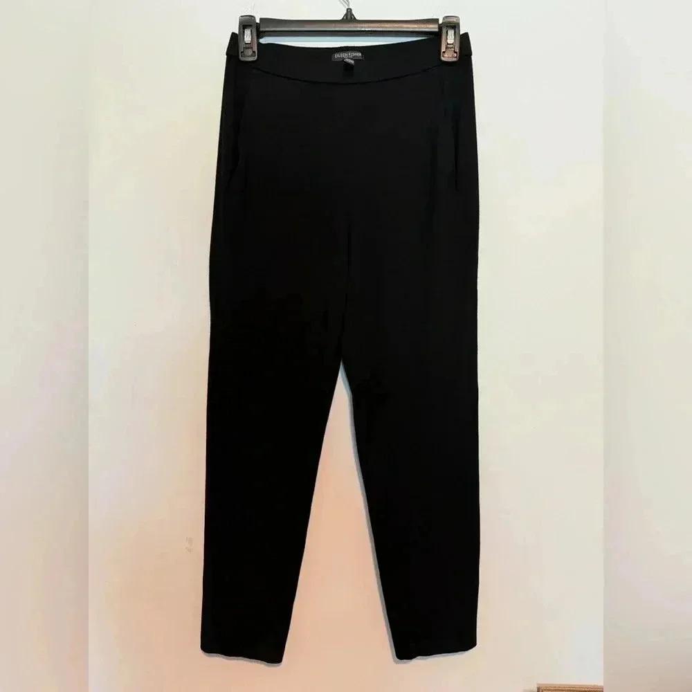 Eileen Fisher Womens Black Pull On Pants Size PP Elastic waits With Pockets